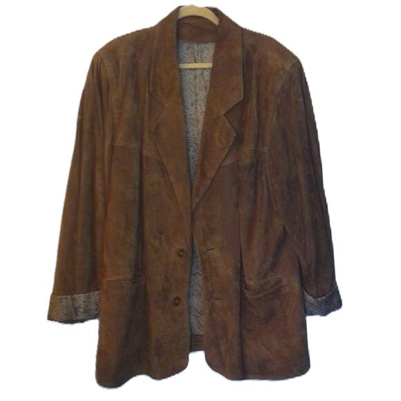 Vintage Vera Pelle Mens Brown Suede Jacket Blazer READ - Picture 1 of 8